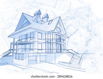 Architecture design: blueprint house - vector illustration