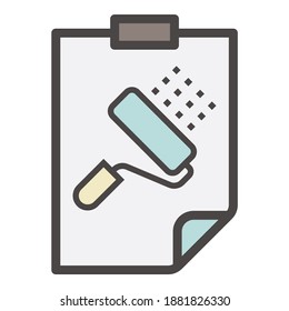 Architecture Design Color Paint Flat Icon Isolated On White Background