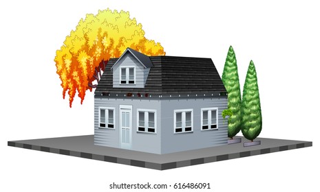 Architecture design for gray house with trees illustration