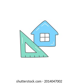 Icono de diseño de arquitectura en icono de color, aislado en fondo blanco 
