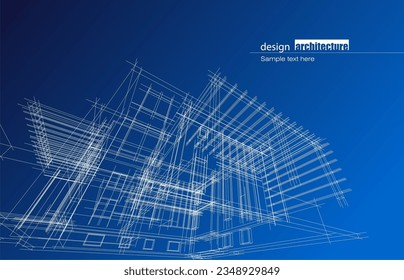 Diseño de arquitectura de construcción en modo de trama y fondo de color gradiente. Líneas extendidas y formas lineales de forma simple en varios colores. Línea recta de estructura transparente