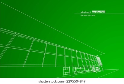 Architecture design layout of recycled architecture in wireframe and gradient color background