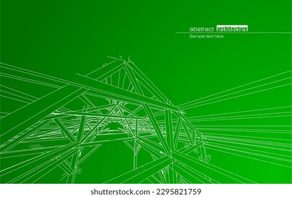 Architecture design layout of recycled architecture in wireframe and gradient color background