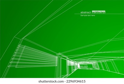 Architecture design layout of recycled architecture in wireframe and gradient color background