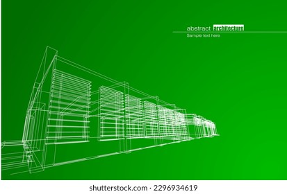 Architecture design layout of recycled architecture in wireframe and gradient color background