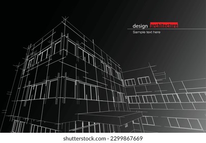 Architekturdesign-Layout recycelter Architektur in Rahmen und Farbverlauf-Hintergrund. Erweiterte Linien und lineare Formen in einfacher Form