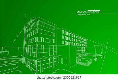 Architekturdesign-Layout recycelter Architektur in Rahmen und Farbverlauf-Hintergrund. Erweiterte Linien und lineare Formen in einfacher Form