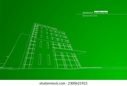 Architekturdesign-Layout recycelter Architektur in Rahmen und Farbverlauf-Hintergrund. Erweiterte Linien und lineare Formen in einfacher Form