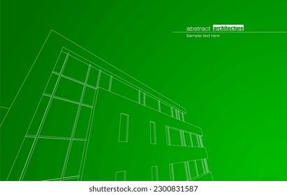 Architekturdesign-Layout recycelter Architektur in Rahmen und Farbverlauf-Hintergrund. Erweiterte Linien und lineare Formen in einfacher Form