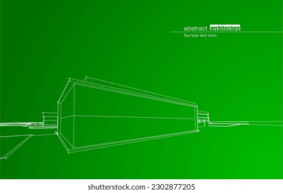 Architekturdesign-Layout recycelter Architektur in Rahmen und Farbverlauf-Hintergrund. Erweiterte Linien und lineare Formen in einfacher Form