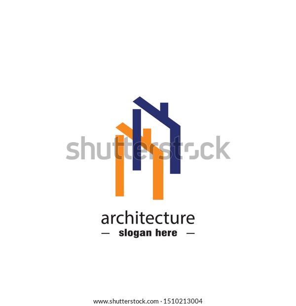 architecture design logo vector icon.full color\
blue and orange