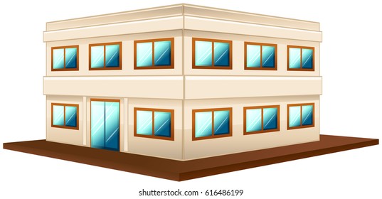 Architecture design for two storey building illustration