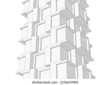 architecture design vector 3d drawing