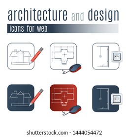 Architecture and design vector icons isolated on white background for web-site