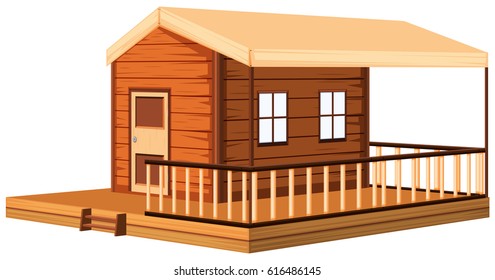 Architecture design for wooden cottage illustration