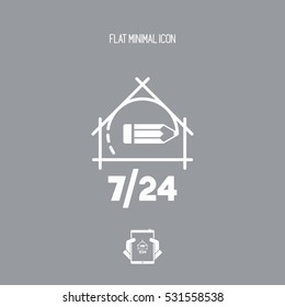 Architecture and designing studio - 7/24 full time services - Vector web icon