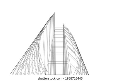 architecture digital background 3d illustration