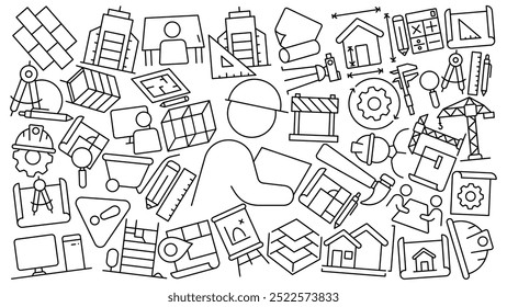 architecture doodle icon line vector design in trendy style with editable stroke