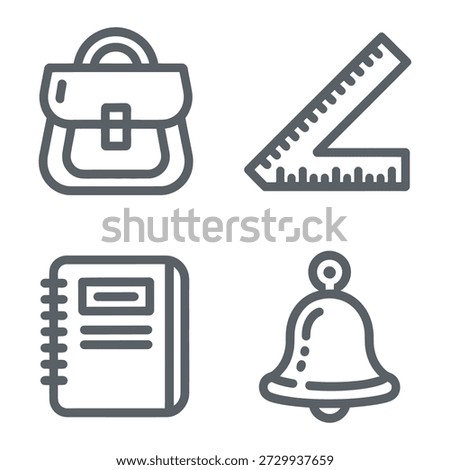 Architecture and Drafting Icons - Briefcase, Ruler, Notebook, and Bell