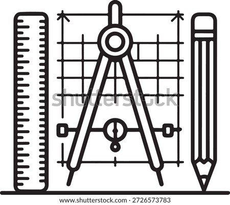 Architecture Drafting Tools Line Icon for Engineering