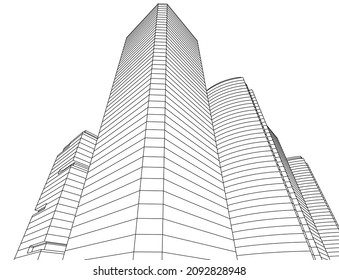 architecture drawing digital background 3d illustration