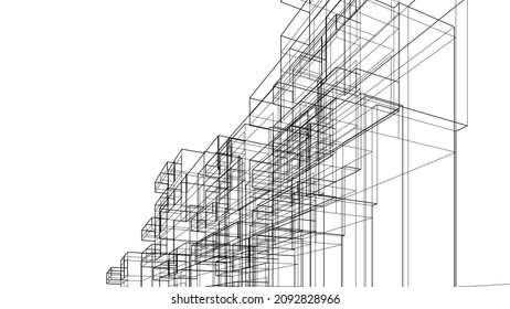 architecture drawing digital background 3d illustration