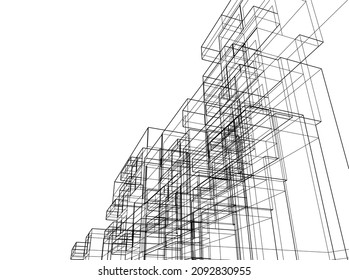 architecture drawing digital background 3d illustration