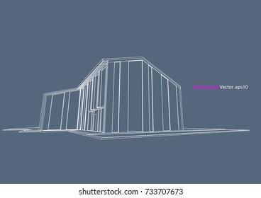 architecture drawing modern structure steel vector