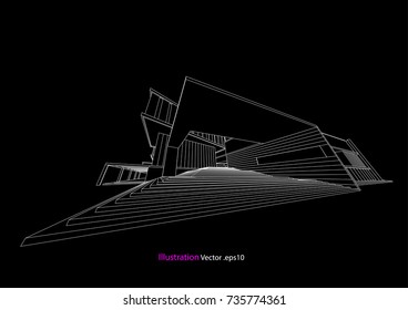architecture drawing modern structure steel vector