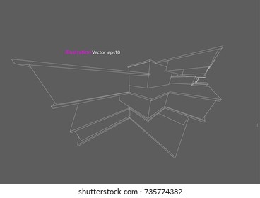 architecture drawing modern structure steel vector