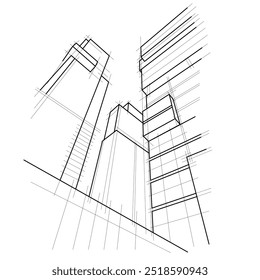 Architecture drawing outline perspective sketch concept design illustration high rise Building tower