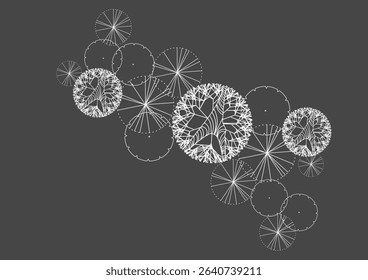 architecture drawing plant tree top view plan greenery vegetation vector. design nature architectural landscape set element illustration bush garden flora sapling minimal. architect isolated.