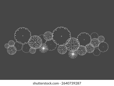 architecture drawing plant tree top view plan greenery vegetation vector. design nature architectural landscape set element illustration bush garden flora sapling minimal. architect isolated.