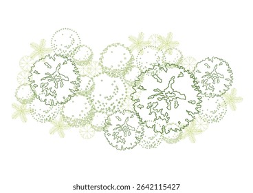 architecture drawing plant tree top view plan greenery vegetation vector. design nature architectural landscape set element illustration bush garden flora sapling minimal. architect isolated.