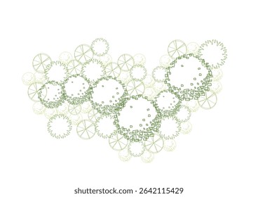 architecture drawing plant tree top view plan greenery vegetation vector. design nature architectural landscape set element illustration bush garden flora sapling minimal. architect isolated.
