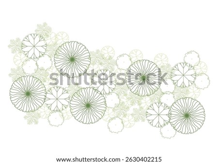architecture drawing plant tree top view plan greenery vegetation vector. design nature architectural landscape set element illustration bush garden flora sapling minimal. architect isolated.