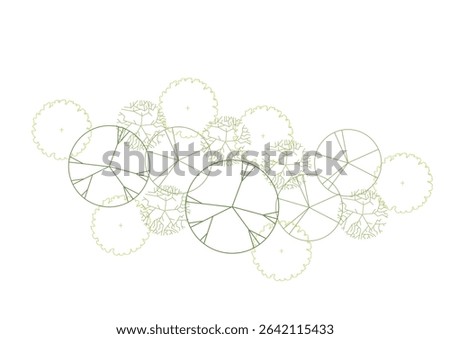 architecture drawing plant tree top view plan greenery vegetation vector. design nature architectural landscape set element illustration bush garden flora sapling minimal. architect isolated.