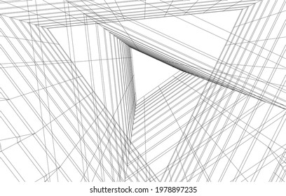 ilustración 3d del vector de dibujo de arquitectura