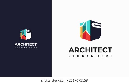 Arquitectura Diseño de la plantilla de diseño del logotipo de la educación, vector de diseño del logotipo de arquitectos