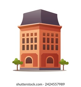 Architecture element of colorful set. This colorful cartoon design highlight the beauty of urban buildings in an artistic illustration against a white backdrop. Vector illustration.