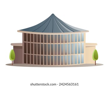 Architecture element of colorful set. This colorful illustration showcase urban buildings in a dynamic cartoon style against a pristine white backdrop. Vector illustration.