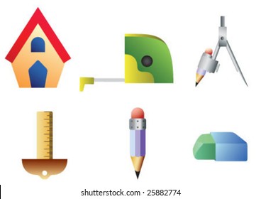 Architecture elements in an icon set