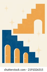 Architecture elements textured poster illustration. Modern aesthetic art
