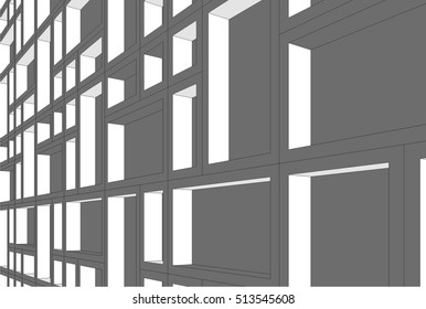 Architecture. Facade building. Abstract geometry 3d