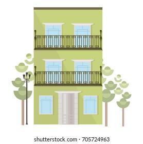 Architecture facade building vector illustrations flat style