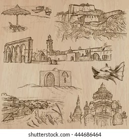 ARCHITECTURE and Famous Places around the World. An hand drawn vector collection.