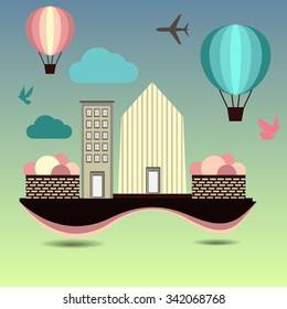 Architecture Flat Design and Travel Destination, Vector illustration