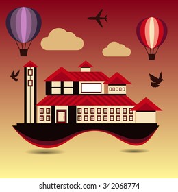 Architecture Flat Design and Travel Destination, Vector illustration