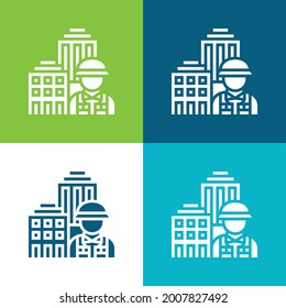 Architecture Flat four color minimal icon set
