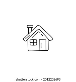 Architecture, front of house icon in flat black line style, isolated on white background 